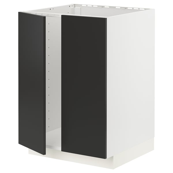 METOD kitchen cabinet, white, open, modern, square, black interior, sturdy.