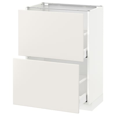Modern white kitchen cabinet, smooth finish, two door drawer unit.
