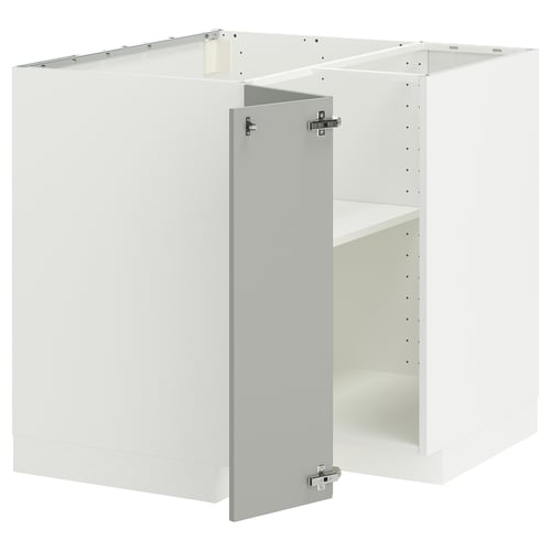 METOD kitchen cabinet set, light grey, white interior, modern minimalist design.