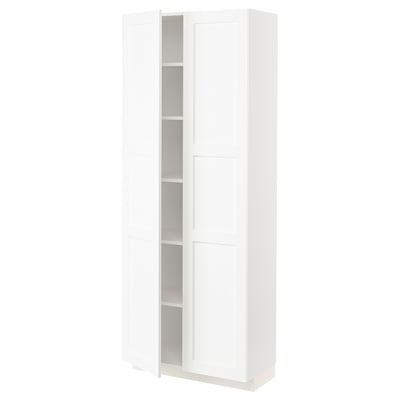 White METOD kitchen cabinet with two doors, adjustable shelf, and minimalist design.
