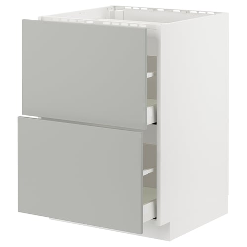Light grey METOD kitchen cabinet, modern design with clean lines and functional drawers.