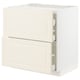 An off-white, two-door kitchen cabinet with a modern design, featuring a full-extension drawer.