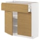 Modern kitchen unit: METOD with oak-gray voxtorp fronts, minimalist design, light wood and white, rectangular.
