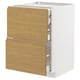 Modern kitchen cabinet, white and oak, three drawers, minimalist style.