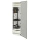 An open grey METOD cabinet with a modern design, featuring shelves and a pegboard for organisation.