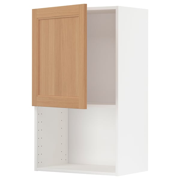 METOD kitchen cabinet with oak door and white frame. Adjustable shelf, sturdy, modern design.