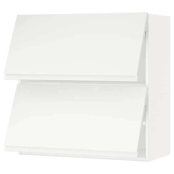 White METOD kitchen cabinet, minimalist design, matte finish, two shelves, square shape.