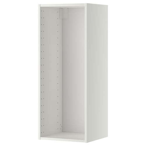 White ikea METOD kitchen wall cabinet with perforated back, maximizing wall storage.