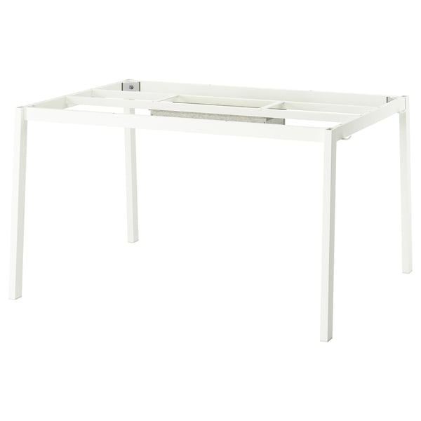 The MITTZON is a white metal desk with square legs and minimalist design for cable management.
