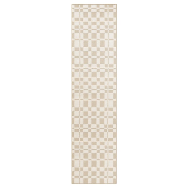 NATTÅG rug, beige, rectangular, grid pattern, eco-friendly materials.
