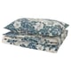 PJÄXE bedding set: blue floral print, stack of 3 pieces, rectangular, cotton-lyocell blend.