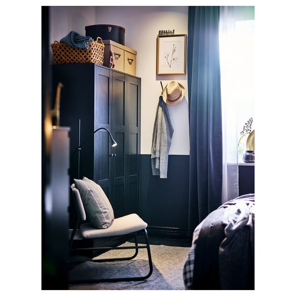 RAKKESTAD Wardrobe with 3 doors, black-brown, 117x176 cm