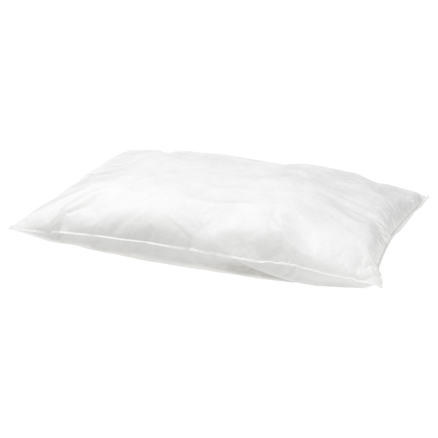 White SKÖLDBLAD pillow. Rectangular shape, smooth fabric, soft design.