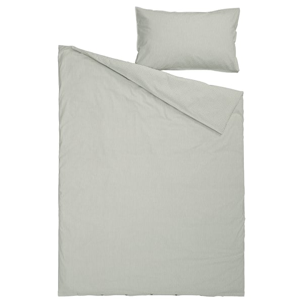 Bed linen set, SOLFIBBLA, grey, striped, cotton.