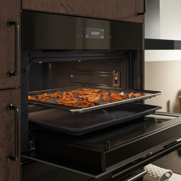 SPJUTBO True fan oven w microwave func, air fry function Grill function/black IKEA 700