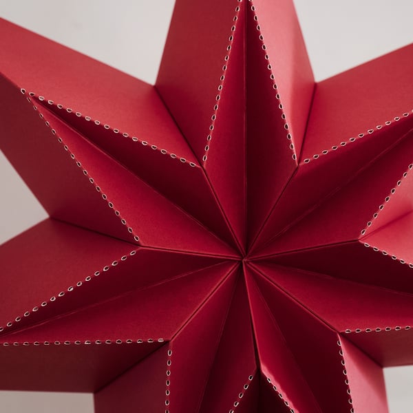 STRÅLA Lamp shade, paper star/red, 56 cm