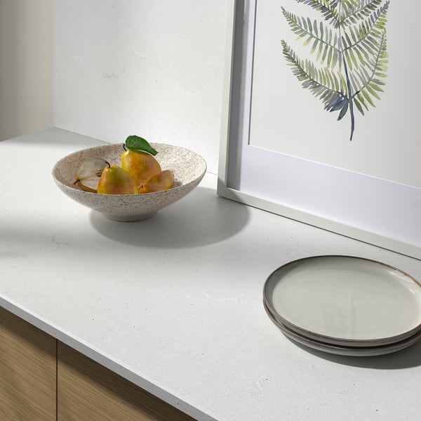 TÄRNHULT Custom made wall panel, off-white grey/concrete effect glass composite, 1 m²x2.0 cm