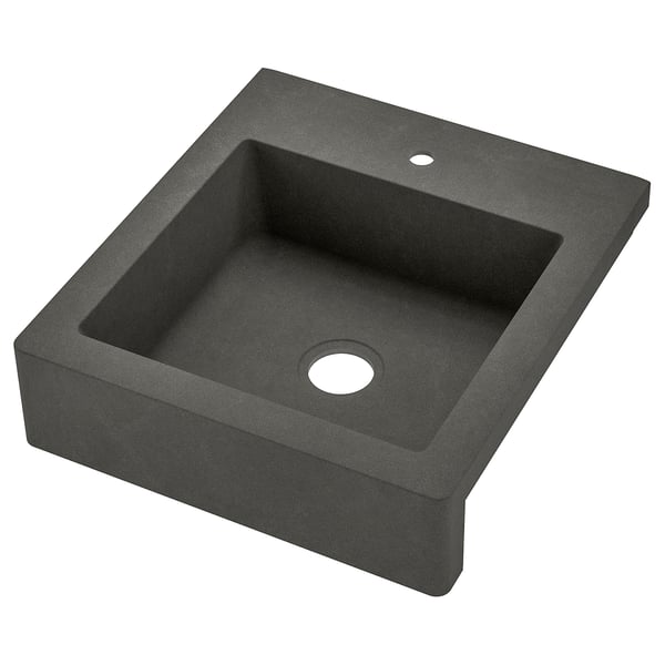 TALLSJÖN sink, dark grey quartz composite, single deep basin, pre-drilled tap hole.