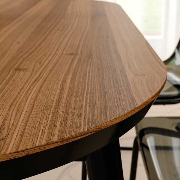 TJÄRKIL Table, black/walnut veneer, 235x100 cm