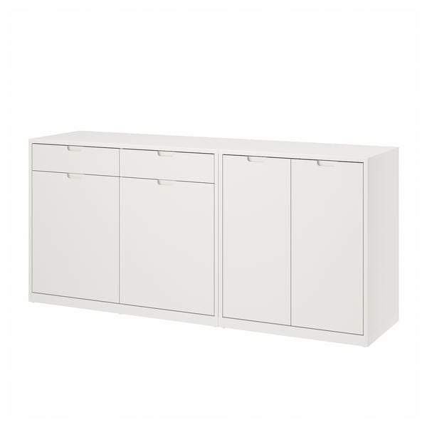 White TONSTAD sideboard with four doors, sleek design, off-white finish, modern storage.