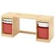 TROFAST Desk with storage boxes/trays, light white stained pine/white red, 124x44x53 cm