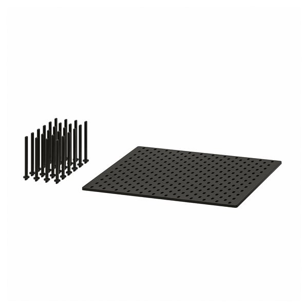 Black drawer organiser kit with 24 pegs. Pegboard and feet made of recycled abs plastic. Customise storage solutions.