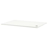 A white UTRUSTA shelf made of melamine, rectangular and flat, ideal for corner storage.