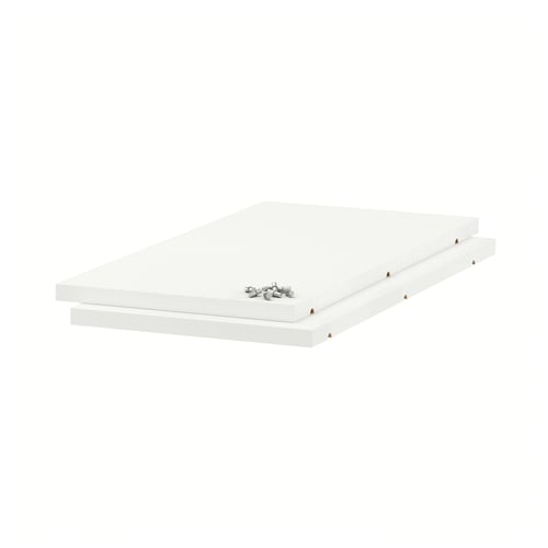 White UTRUSTA shelves, rectangular, with melamine and particleboard material.
