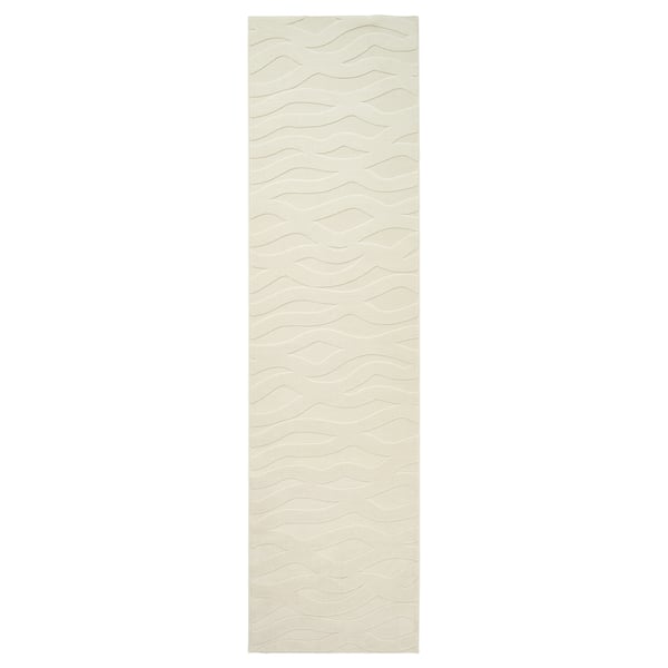 VÄXELFEL Rug, low pile, off-white, 80x300 cm