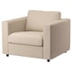 VIMLE beige sofa chair, beige fabric, square shape, deep seat, modern style.
