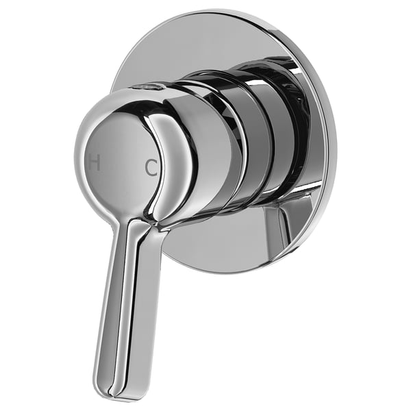A VOXNAN chrome tap handle. Its round, modern, with a single lever for water control. The chrome finish gives it a sleek, shiny appearance.