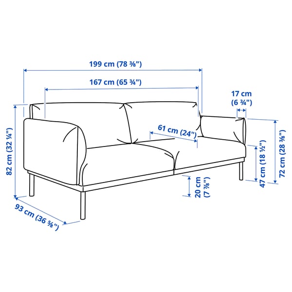 ÄPPLARYD كنبة بمقعدين, Gunnared أزرق فاتح