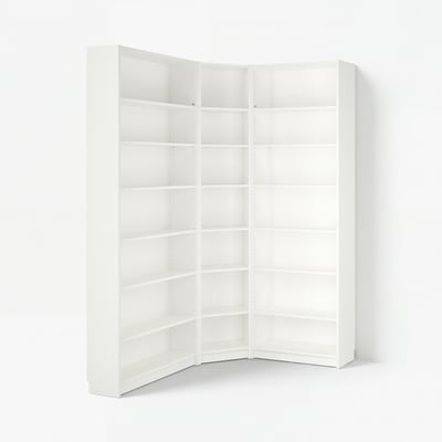 BILLY تشكيلة مكتبة ركنية مع وحدات تمديد, أبيض, 136/136x28x237 سم
