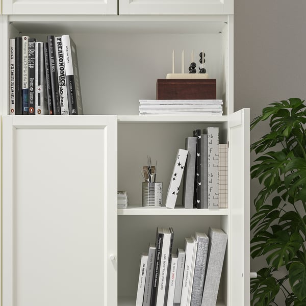 BILLY / OXBERG مكتبة مع أبواب قابلة لتمديد, أبيض, 160x30x237 سم