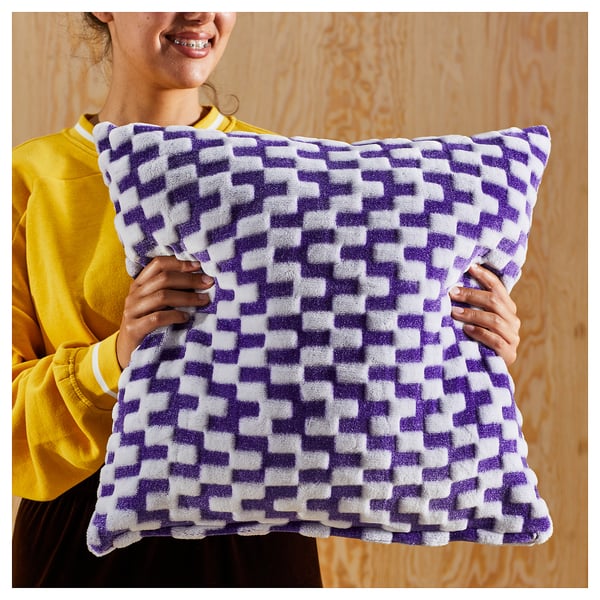 BLÅSKATA غطاء وسادة, بنفسجي/نقش, 50x50 سم