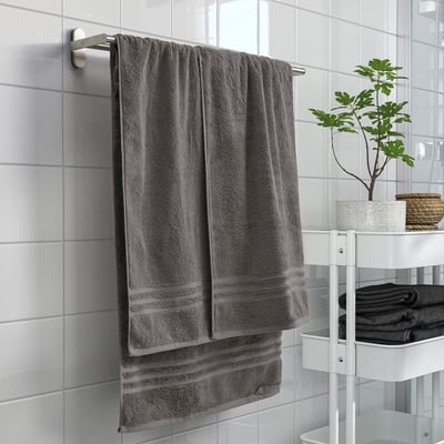 BROKGLIM منشفة حمّام, رمادي, ‎100x150 سم‏