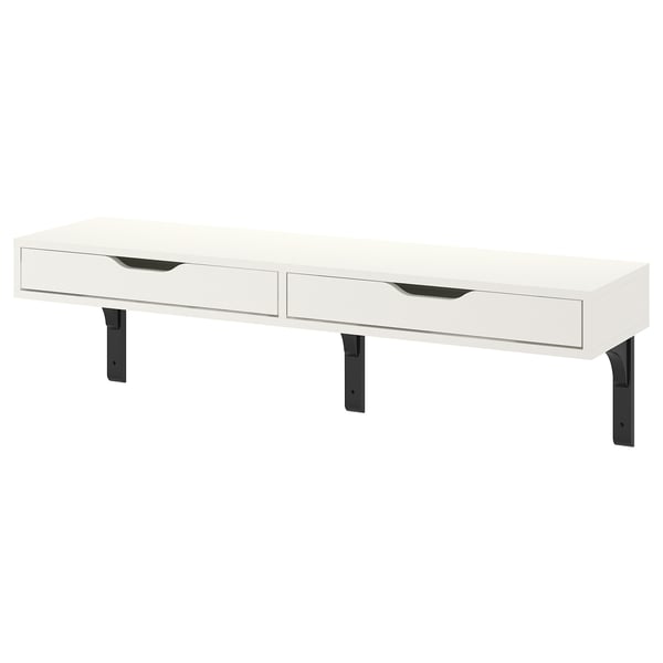 EKBY ALEX / RAMSHULT رف حائط, أبيض/أسود, 119x29 سم