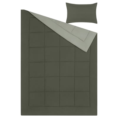 HEDFRYLE طقم لحاف, أخضر, ‎150x200/50x80 سم‏