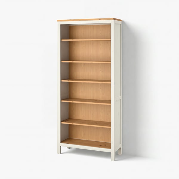 HEMNES مكتبة, أبيض/بني فاتح, 90x197 سم