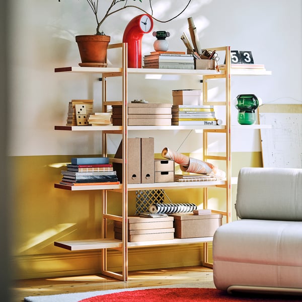 IKEA PS 2026 وحدة رفوف, صنوبر, ‎160x35x161 سم‏