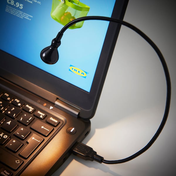 JANSJÖ مصباح LED USB, أسود, 38 سم