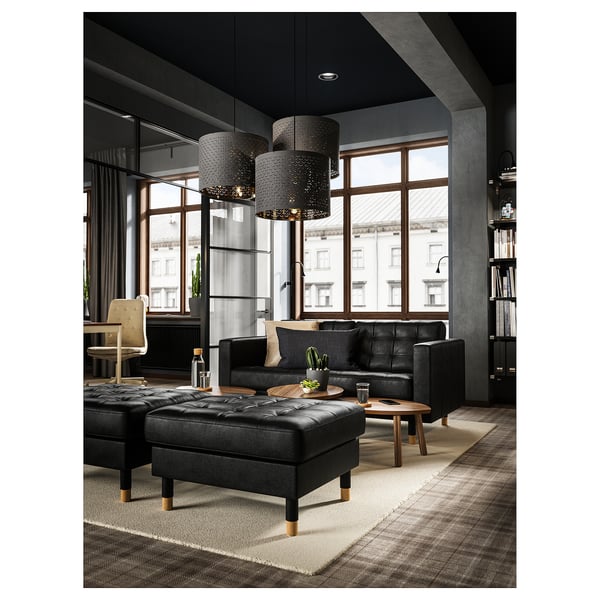 LANDSKRONA كنبة مقعدين, Grann/Bomstad أسود/خشبي