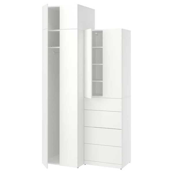 LASTARE تشكيلة دولاب ملابس., أبيض/مع وحدة لزيادة الارتفاع, 120x62x237 سم