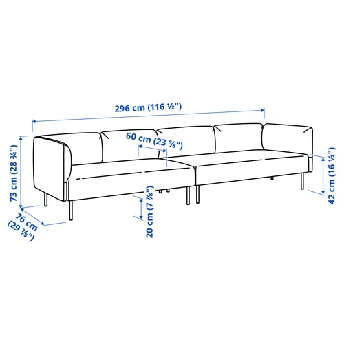LILLEHEM وحدة كنب 4 مقاعد, Gunnared/رمادي غامق معدن