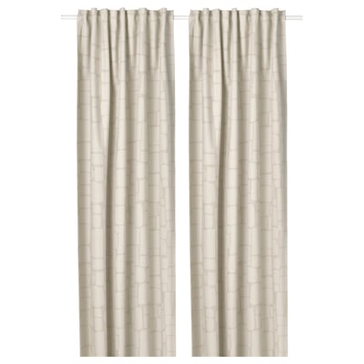LÖNNSTÄVMAL زوج ستائر عاتمة, بيج/مع شريط ستارة, 145x300 سم