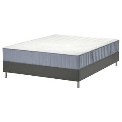 LYNGÖR سرير ديفان, Vågstranda صلبة أكثر/أزرق فاتح رمادي غامق, ‎160x200 سم‏
