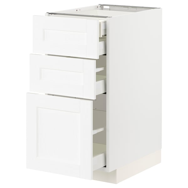 METOD / MAXIMERA خزانة قاعدة 3 واجهة/2منخفض/1وسط/1, أبيض Enköping/أبيض مظهر الخشب, 40x60 سم
