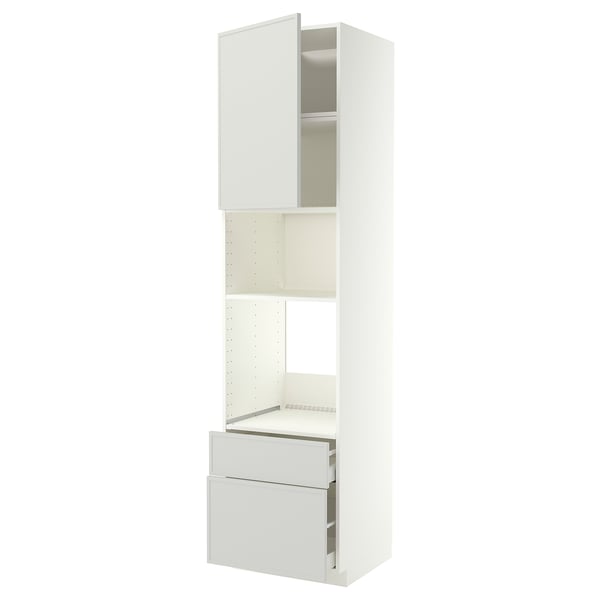 METOD / MAXIMERA خزانة مرتفعة F مزودة بأجهزة مدمجة, أبيض/Aspudden رمادي فاتح, 60x60x240 سم