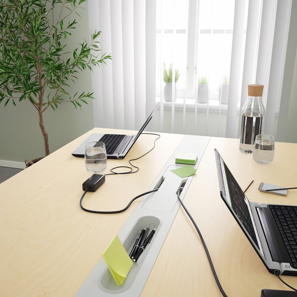 MITTZON طاولة مؤتمرات, قشرة بتولا/أبيض, 120x108x75 سم