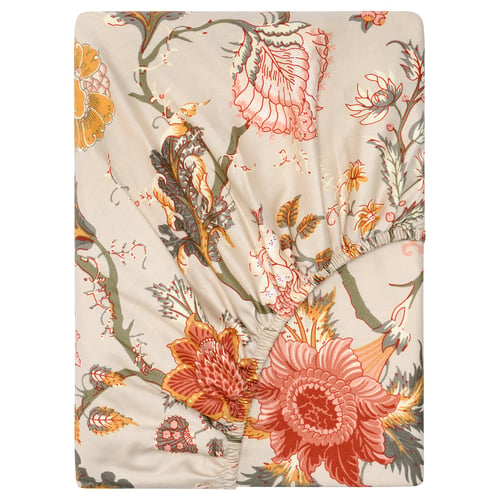 NÄSSELKLOCKA شرشف بمطاط, رمادي فاتح-بيج, 180x200 سم